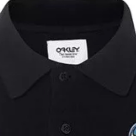 Oakley Men’s Medium Blackout Flame Terry Short Sleeve Polo Bowling Shirt Top - Picture 3 of 4